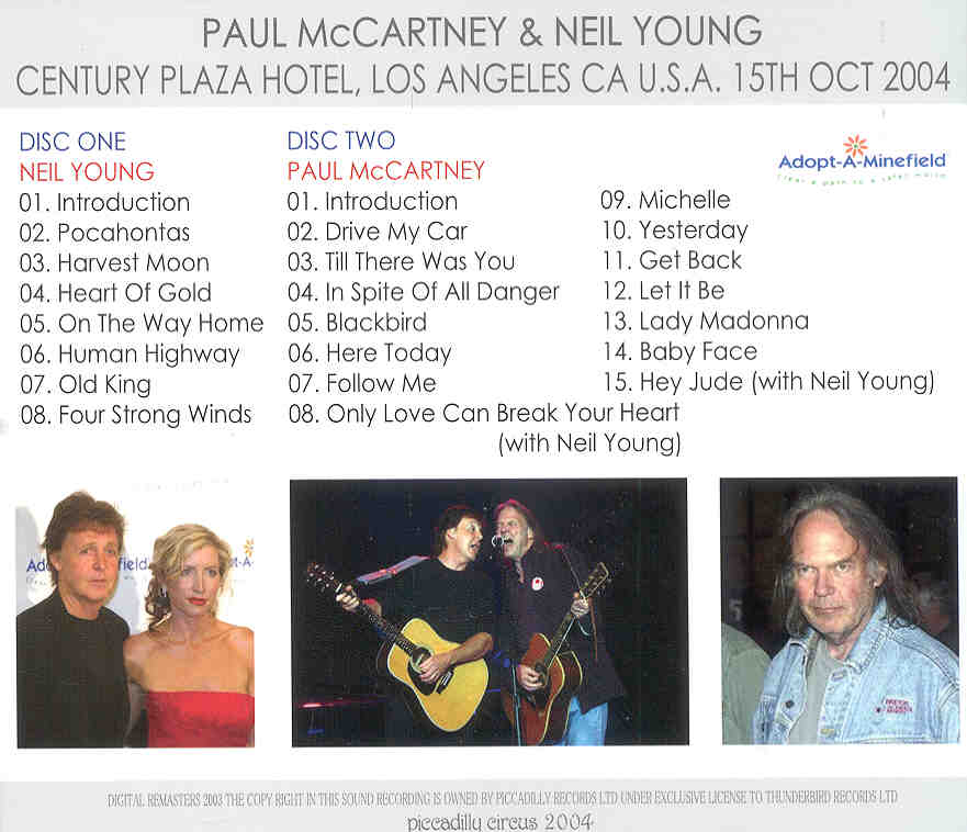 Paul McCartney - Together On Stage 2004 ( 2 CD set ) ( W/ N. Young at Century Plaza , LA , Oct 15th , '04 ) ( Piccadilly Circus )