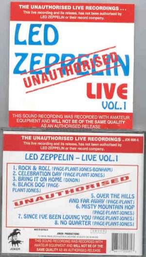 Led Zeppelin - Unauthorized Vol. 1 ( Live )  ( Joker ) ( Autralian release , live soundboard )