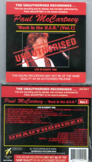 Paul McCartney - Unauthorized Vol 1 ( Back in the USA Vol. 1 ) ( Australia ) ( Banana )