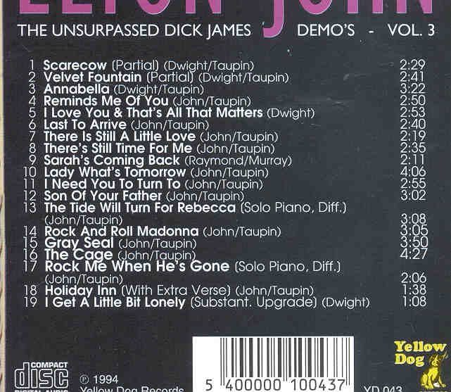 Elton John - Dick James Demos Vol. 3 ( The Unsurpassed ) ( Yellow Dog )
