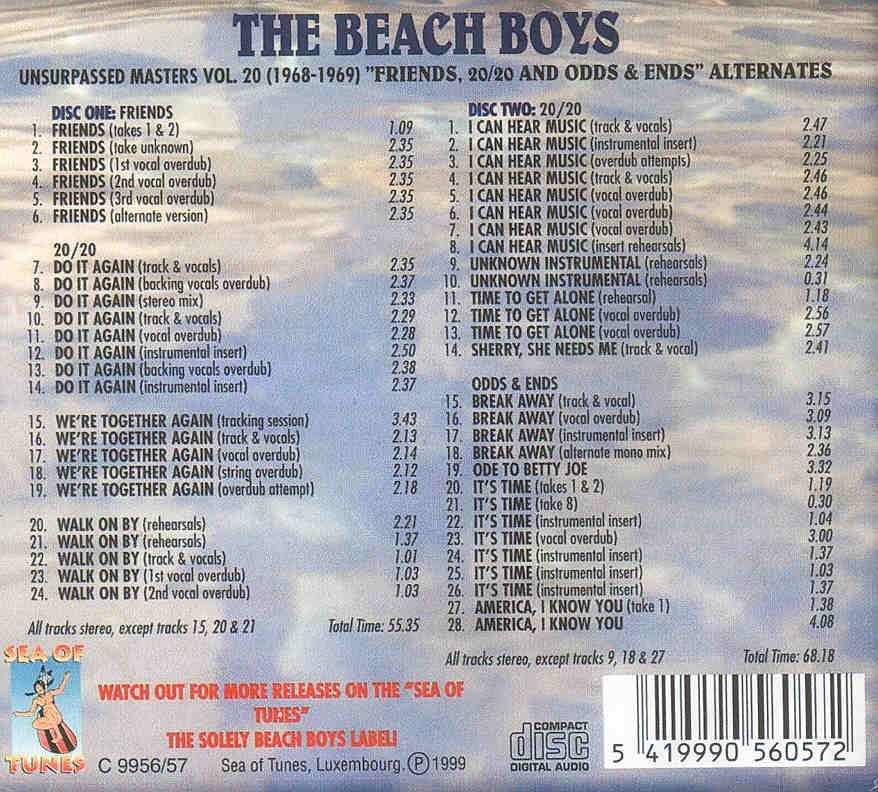 The Beach Boys - Unsurpassed Masters vol. 20 ( 2 CD SET ) ( 1968 - 1969 )