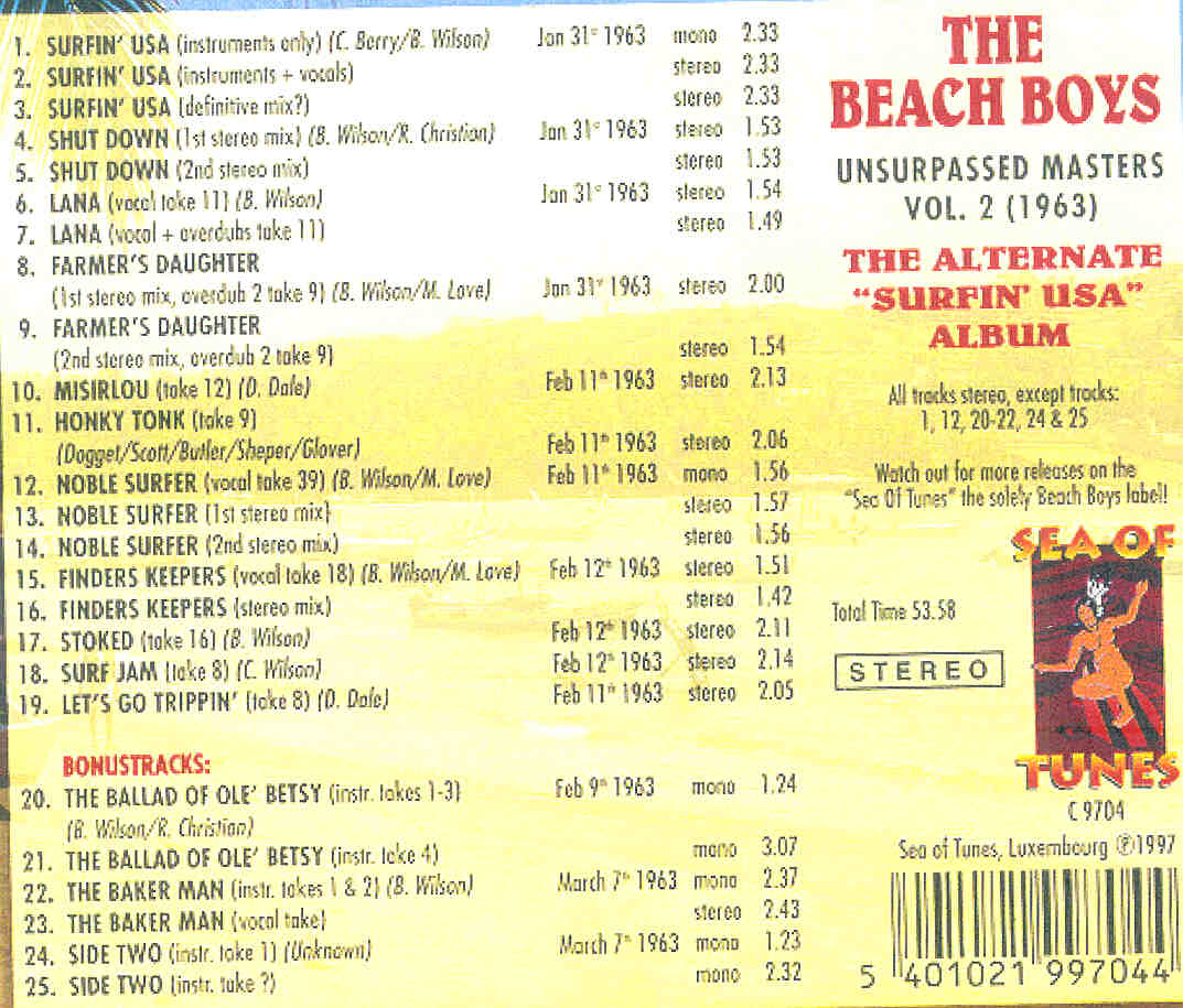 The Beach Boys - Unsurpassed Masters vol. 2 ( The Alternate Surfin' USA Album )