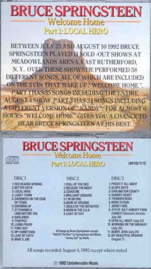 Bruce Springsteen - Welcome Home Part One ( 3 cd set )  ( "Local Hero" )