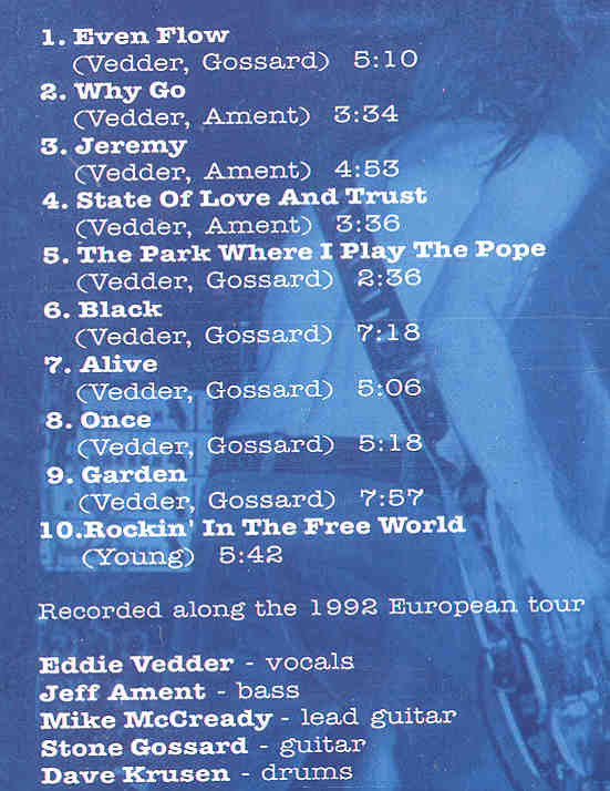 Pearl Jam - We're Jamming ( Pluto - Great Dane Recs ) ( Live during the 1992 European Tour )