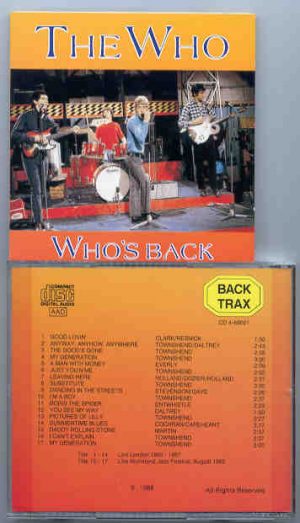 The Who - Who's Back ( Back Trax ) ( Live in London 1965 - 1967 plus Richmond Jazz Festival August 1965 )