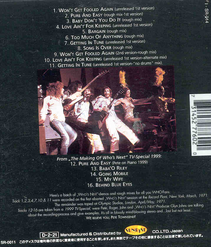 The Who - Who's Next Sessions ( Demos and Rough Mixes , Record Plant , New York , March 1971 + London )