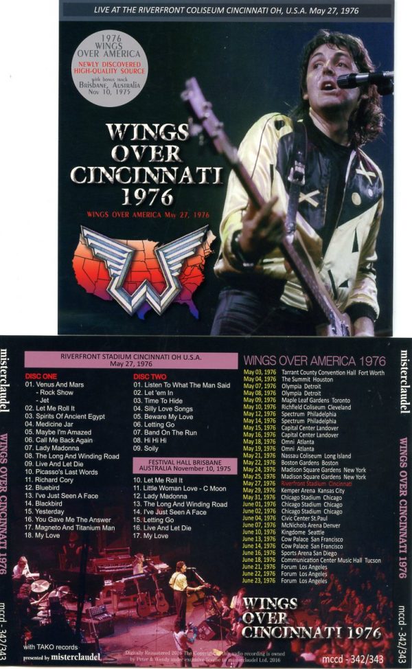 Paul McCartney - Wings Over Cincinnati 1976 ( 2 CD SET )( Misterclaudel ) ( Riverfront Stadium , Cincinnati , OH , May 27th , 1976 )