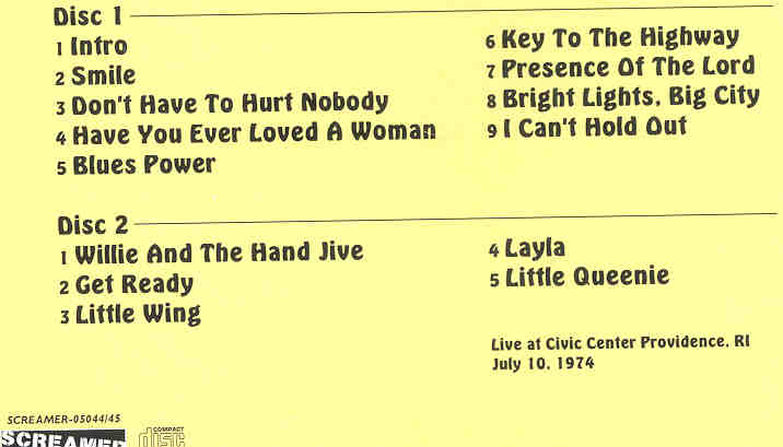 Eric Clapton - With A Southand Smiles ( 2 CD set ) ( Civic Center , Providence , RI , USA , July 10th , 1974 )