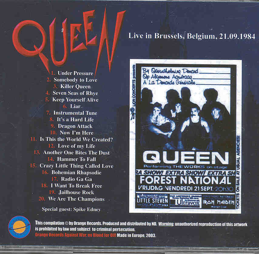 Queen - Works In Brussels ( Live in Brussels , Belgium , September 21st , 1984 )