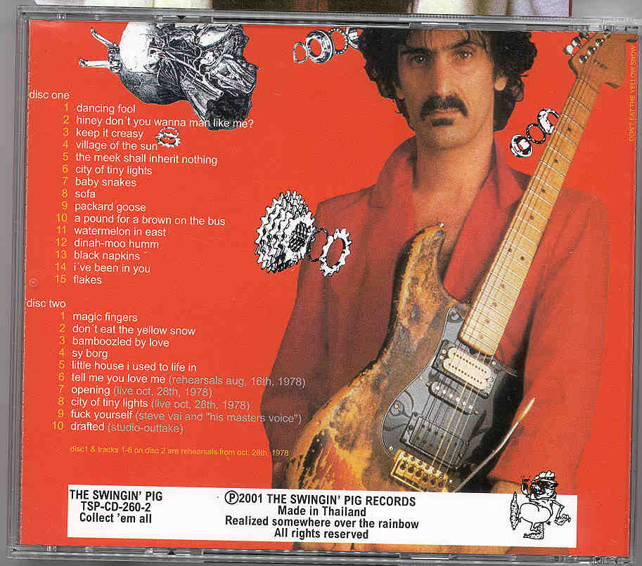 Frank Zappa - The Sheik's Rehearsals ( 2 CD set ) ( Swingin' Pig ) ( Live Rehearsals , October 28th 1978 )