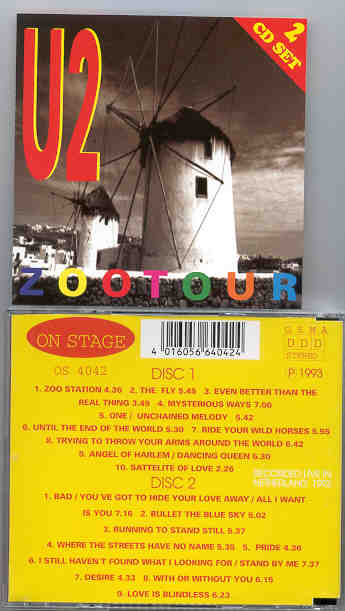 U2 - Zootour ( On Stage Recs. ) ( 2 CD!!!!! set ) ( Rotterdam , Holland , June 15th , 1992 )