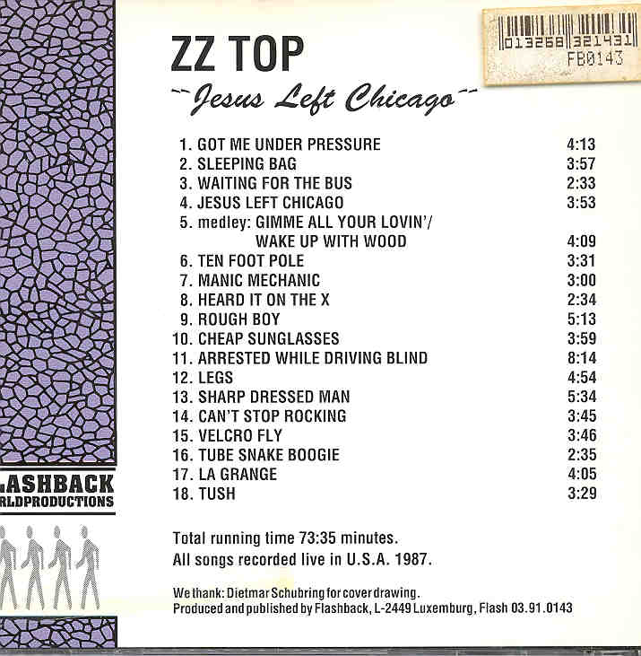 ZZ TOP - Jesus Left Chicago ( Flashback ) ( Recorded Live in the USA in 1987 )