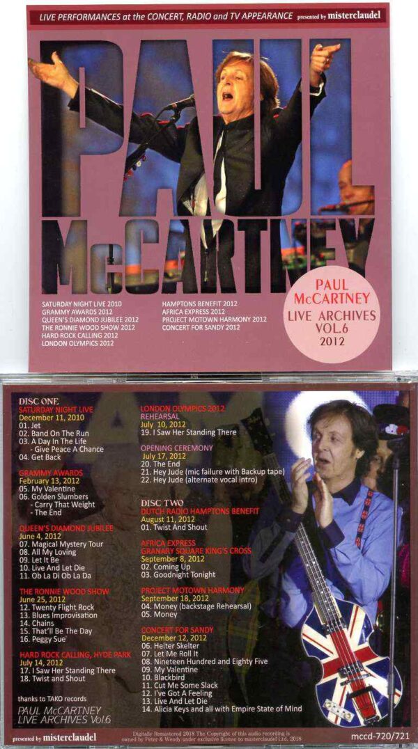 Paul Mccartney - Live Archives Vol 6 ( 2001 - 2006 ) ( Misterclaudel ) ( Live Performances in Concert , Radio & TV Appearances )