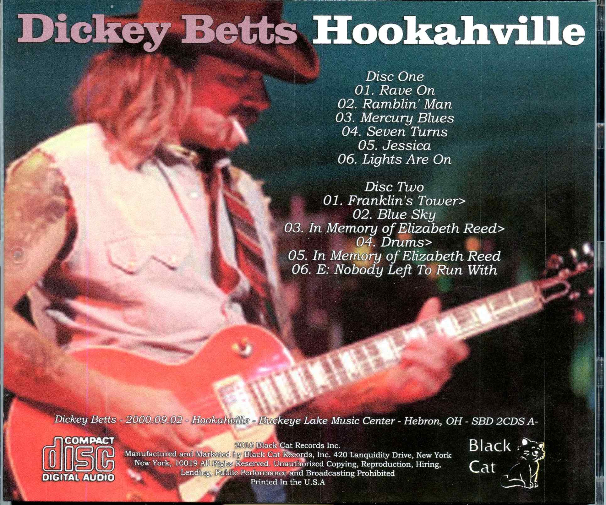 Allman Brothers - Hookahville ( 2 CD SET ) ( Dickey Betts at Buckeye Lake Music Center, Hebron, Ohio, USA, September 2nd, 2000 )