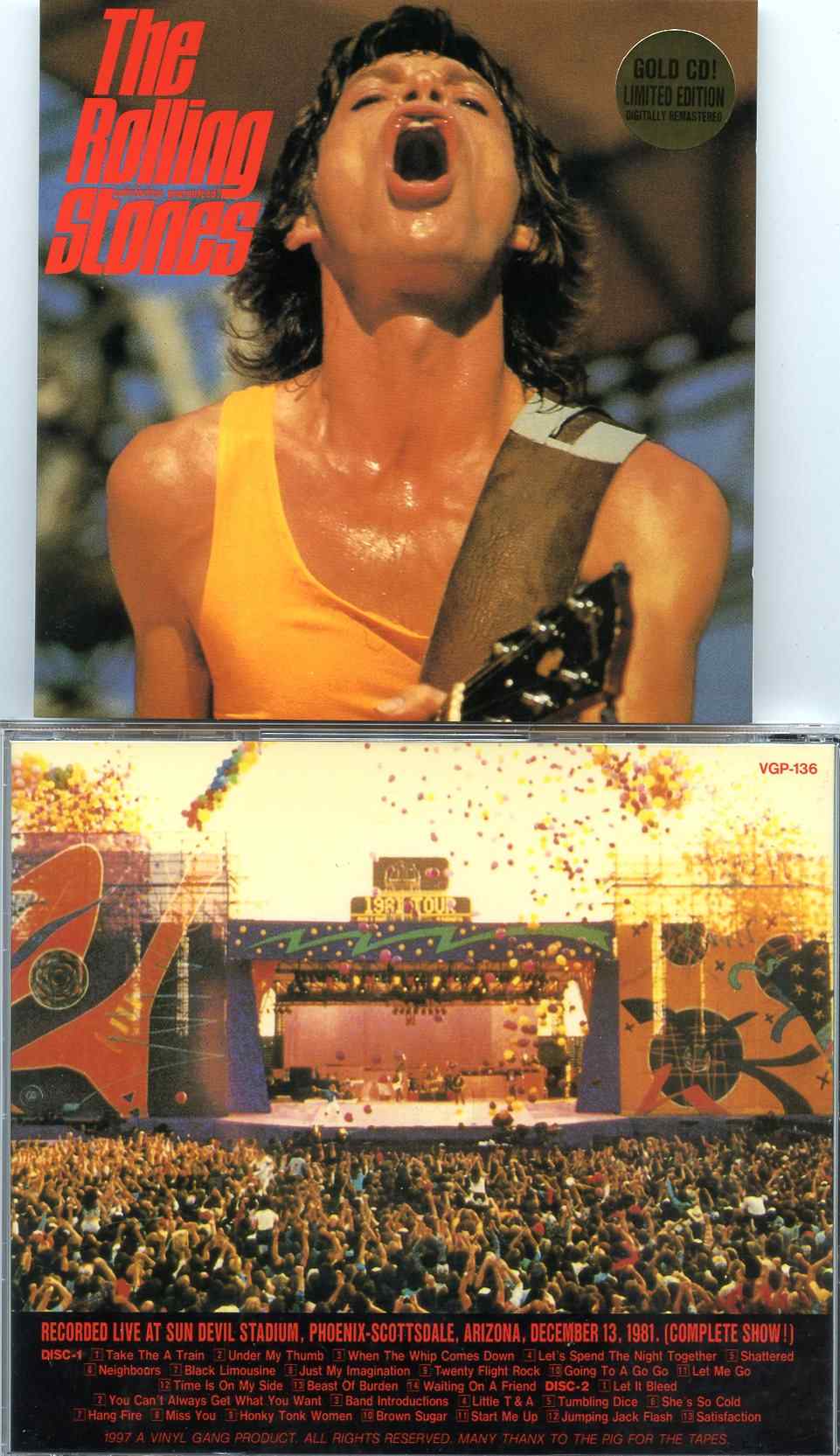 Rolling Stones - Satisfaction Guaranteed ( 2 cd set ) ( Vinyl Gang ) ( Sundevil Stadium, Phoenix, Arizona, Dec 13th, 1981 Complete Show)
