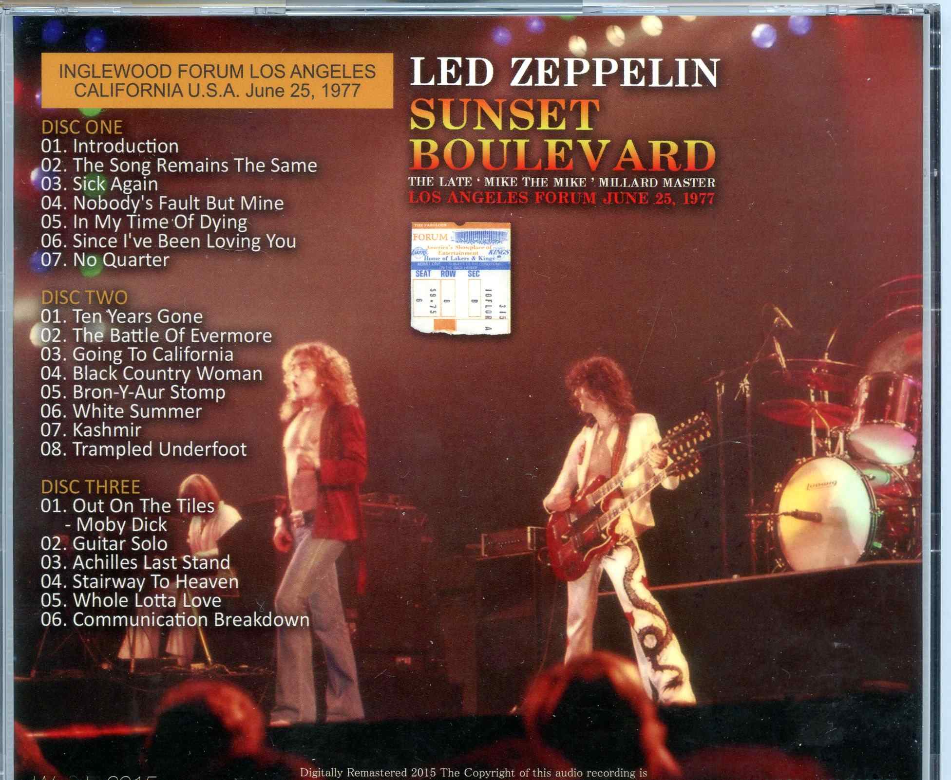 Zeppelin - Sunset Boulevard ( 3 CD SET ) ( Wendy ) ( Inglewood Forum, Los Angeles, California, USA, June 25th, 1977 )