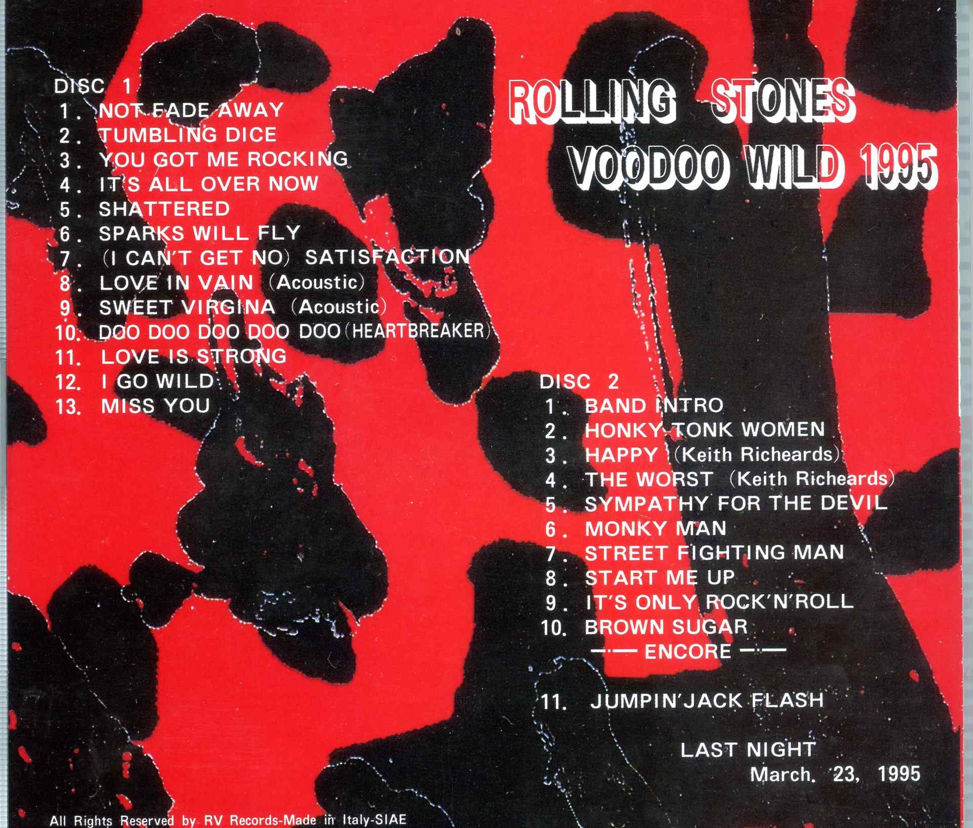 Rolling Stones - Voodoo Lounge World Tour 1994 1995 ( 2 CD Set ) ( Last Night, March 23rd 1995 )