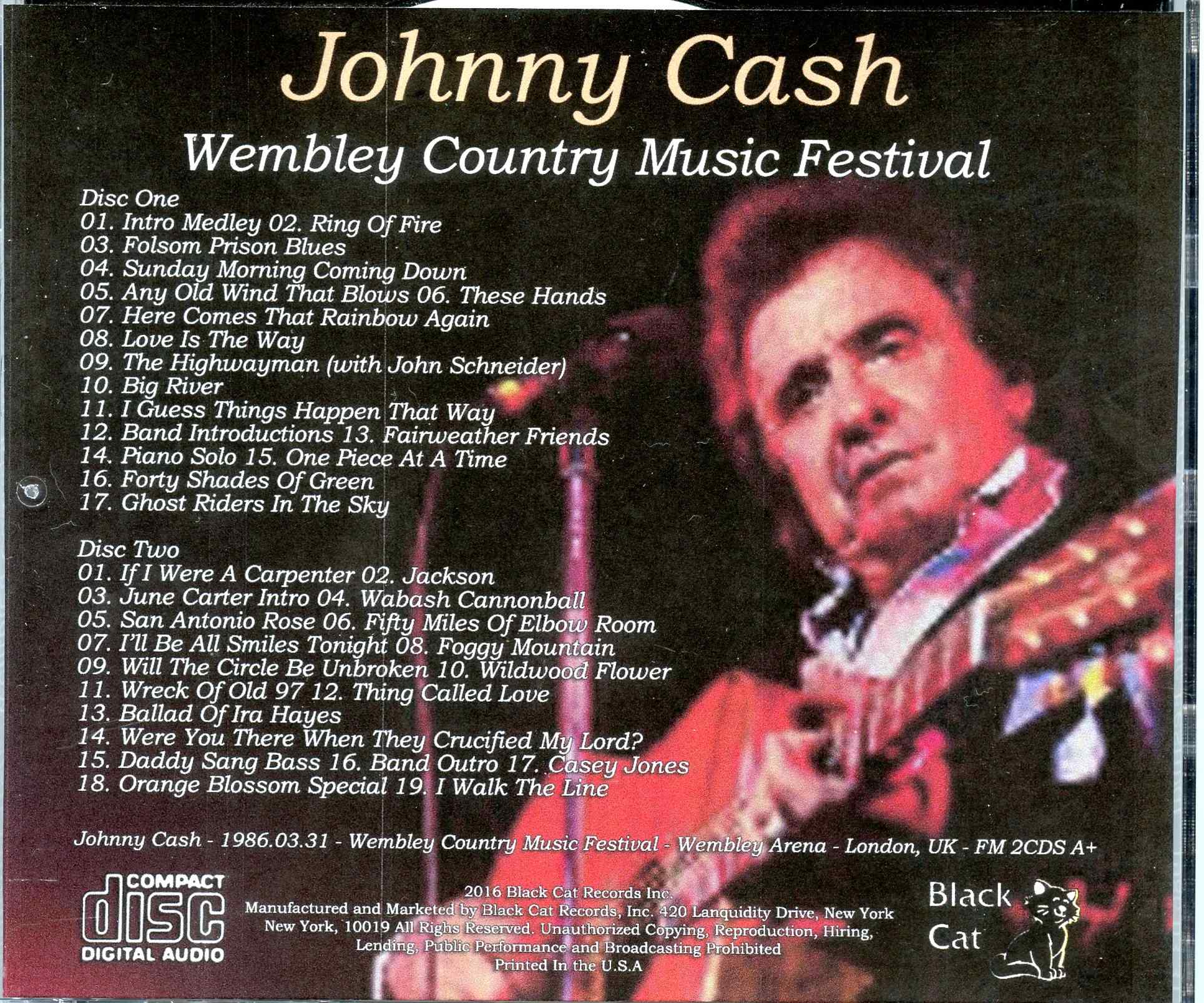 Johnny Cash - Wembley Country Music Festival ( 2 CD SET ) ( Wembley Arena, London, March 31st, 1986 )