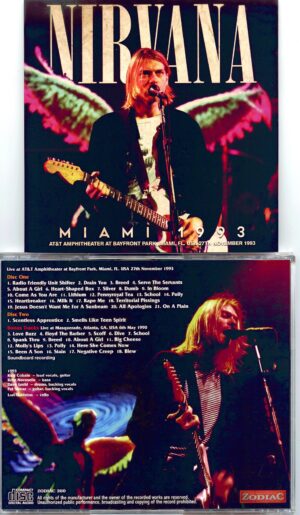 NIRVANA - Miami 1993 ( 2 CD SET )  ( Miami Bay Front Amphitheatre , November 27th 93 plus Georgia 1990 )