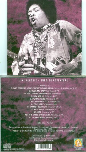 JIMI  HENDRIX - Swedish Adventure ( 1 CD ) ( Live at The Stora Scenen Grona Lund, Tivoli Garden, Stockholm, Sweden, September 4th, 1967 )