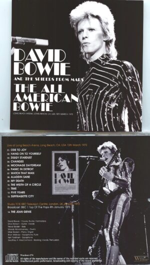 DAVID  BOWIE - The All American Bowie ( 1 CD ) ( WARDOUR ) ( Long Beach Arena, Long Beach, CA, USA, March 10th, 1973 + Bonustracks )