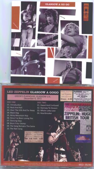 Led Zeppelin - Glasgow A Go Go ( 2 CD SET ) ( Wendy ) ( Green's Playhouse, Glasgow U.K., December 4, 1972 )