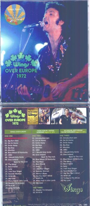 Paul McCartney - Wings Over Europe 1972 ( 3 CD SET ) ( Valkyrie ) ( Denmark, Aug 12, 1972 & The Netherlands, Aug 17, 1972 )