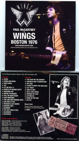 Paul McCartney - Boston 1976 Steve Hopkins Master Tapes ( 2 CD SET ) ( Boston Gardens, Boston, MA, USA, May 22nd, 1976 )