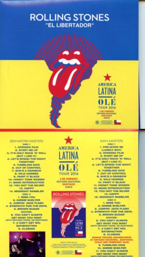 The Rolling Stones - El Libertador - America Latina OLE Tour 2016 - February 3rd -  Estadio Nacional Santiago Chile (4 CD)