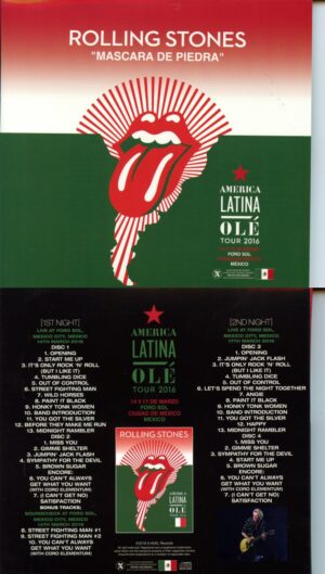 The Rolling Stones - Mascara de Piedra - America Latina OLE Tour 2016 - March 14 & 17 Foro Sol Ciudad de Mexico (4 CD)