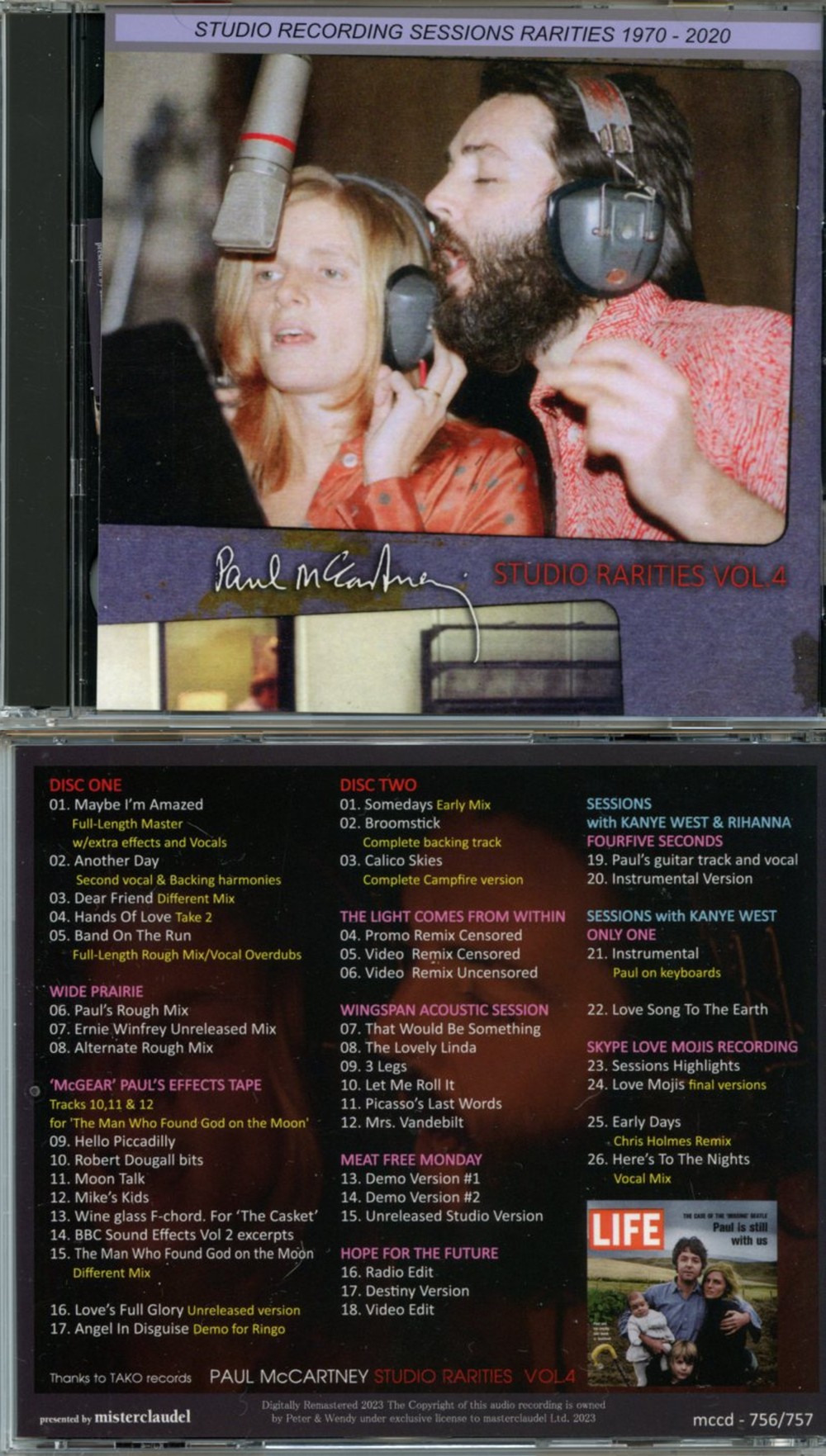 Paul McCartney - Studio Rarities Vol. 4 ( 2 CD SET ) ( Misterclaudel 2023 )  ( Studio Recording Sessions 1970 - 2020 )