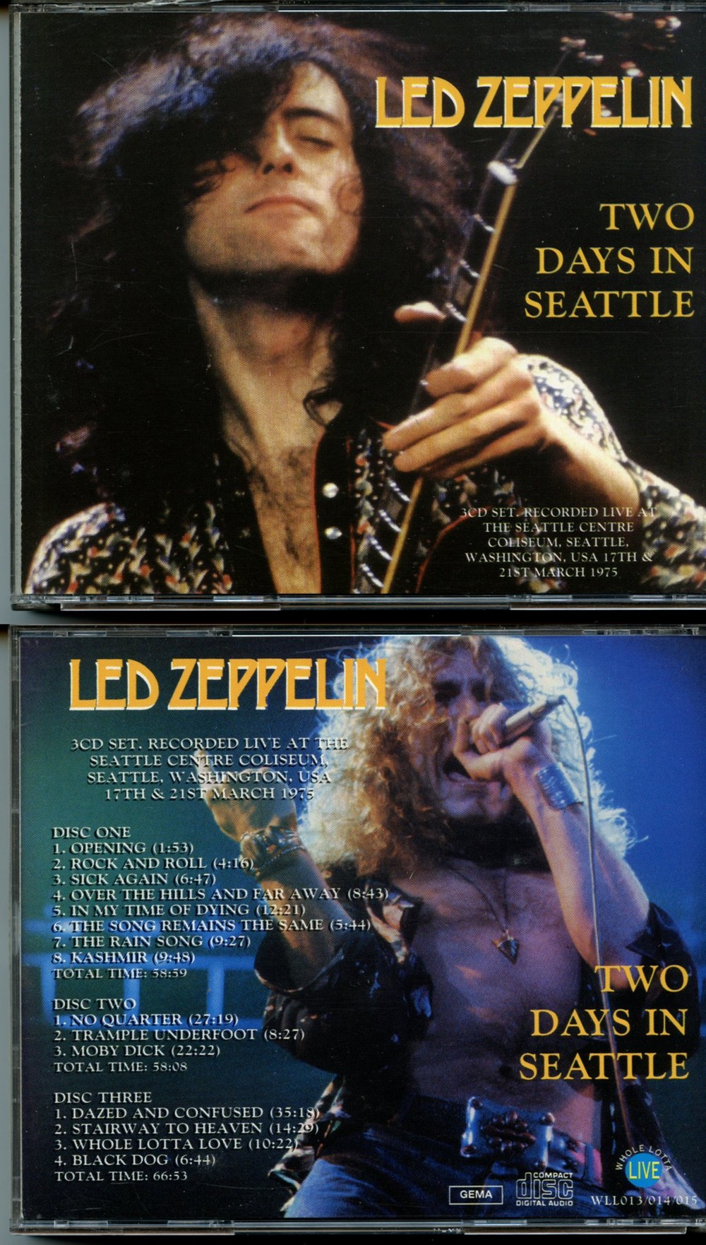 Led Zeppelin - Two Days In Seattle ( 3 CD SET ) ( Live at Seattle Centre Coliseum, Seattle, Washington, USA, March 17th & 21st, 1975 )