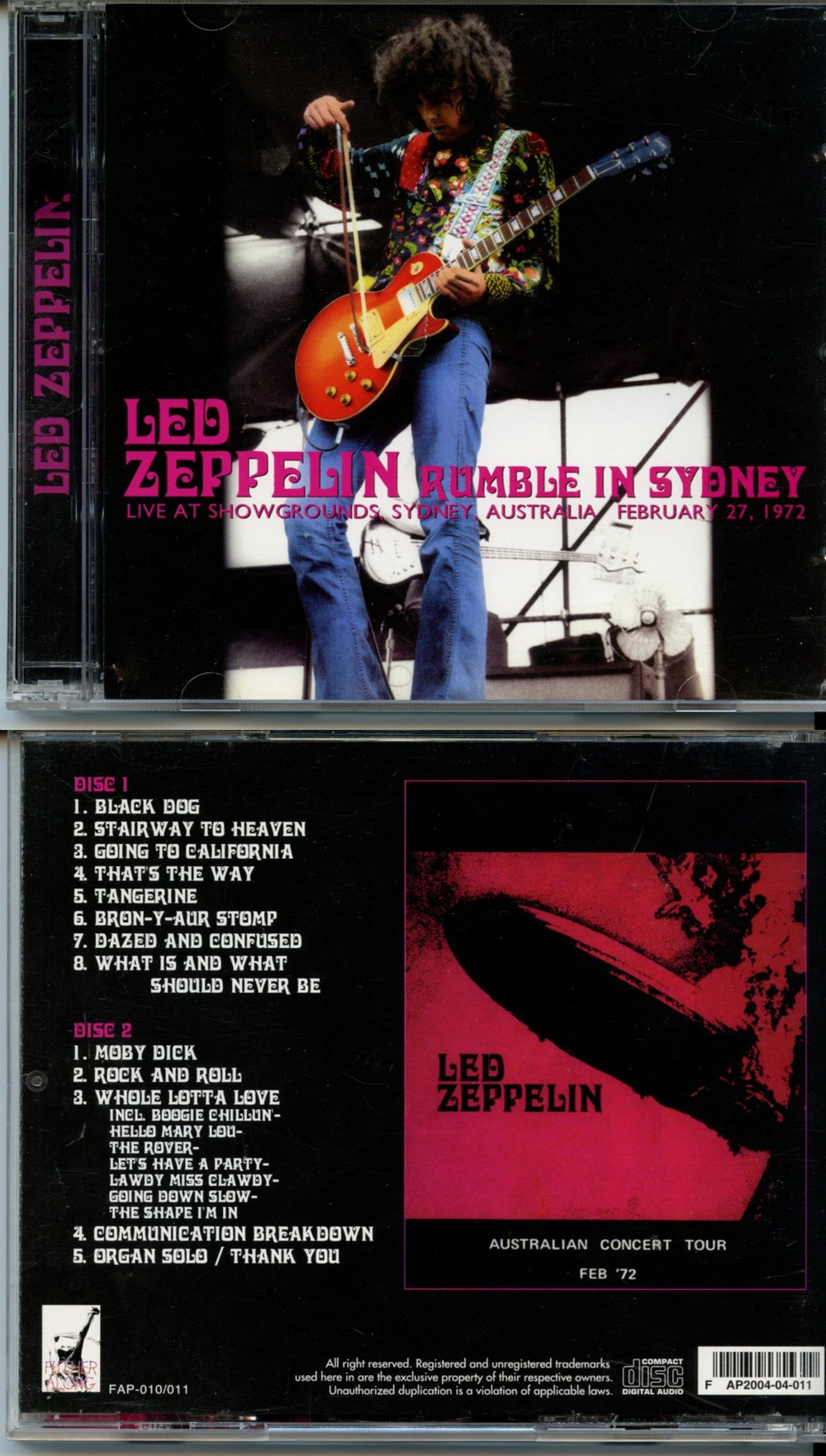 Led Zeppelin - Rumble In Sydney ( 2 CD SET ) ( Live at Showgrounds, Syney, Australia, February 27th, 1972 )