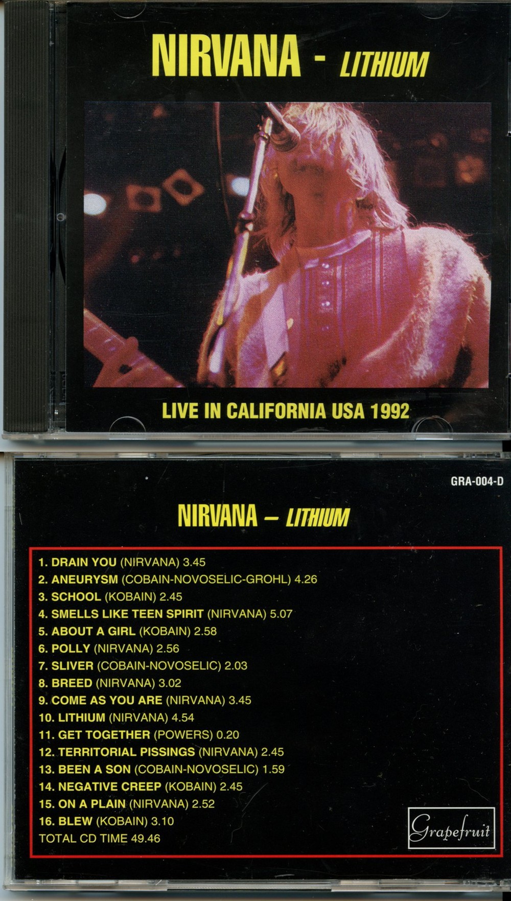 Nirvana - Lithium ( Grapefruit ) ( Live in California , USA, 1992 )