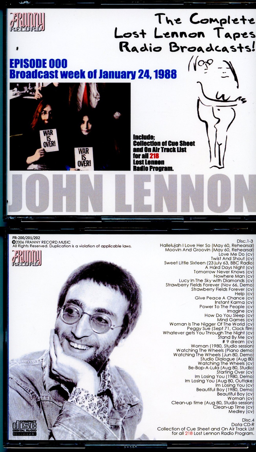 John Lennon - The Complete Lennon Tapes Rdio Broadcasts Vol 1 ( 4 CD SET ) ( Westwood One COMPLETE Radio broadcast 1988 - Episode 000 )