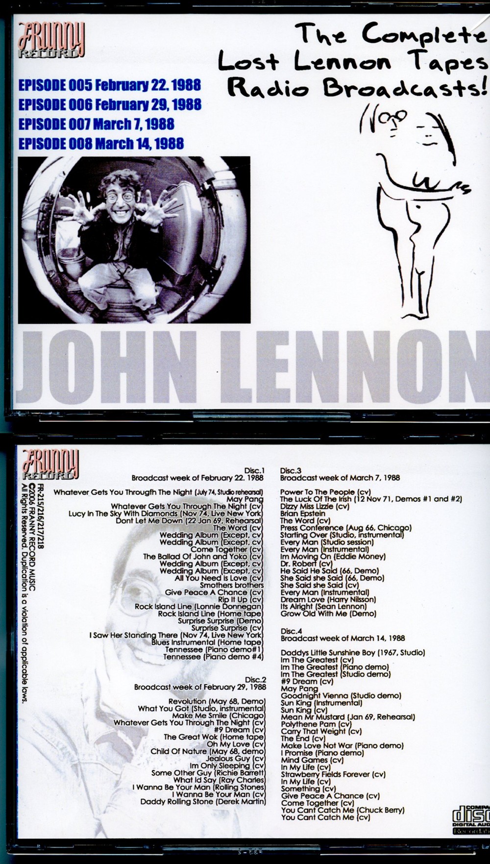 John Lennon - The Complete Lennon Tapes Rdio Broadcasts Vol 1 ( 4 CD SET ) ( Westwood One COMPLETE Radio broadcast 1988 - Episodes 005-006-007-008 )