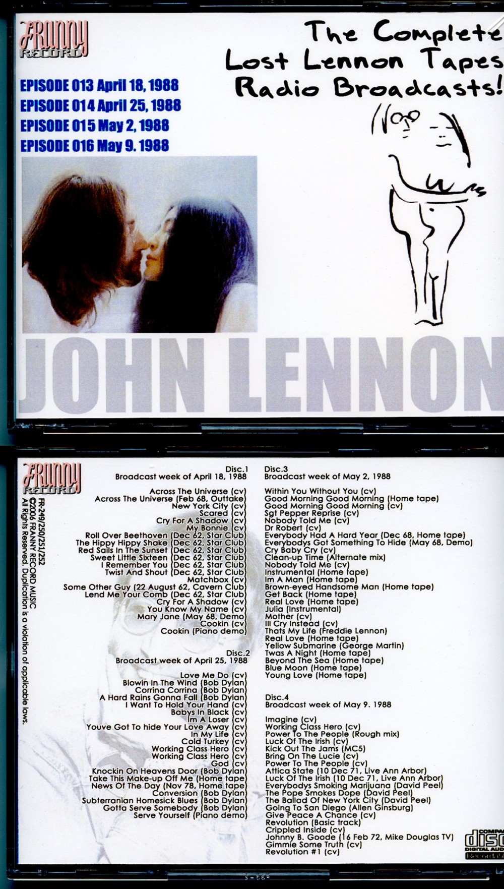 John Lennon - The Complete Lennon Tapes Rdio Broadcasts Vol 1 ( 4 CD SET ) ( Westwood One COMPLETE Radio broadcast 1988 - Episodes 013-014-015-016 )