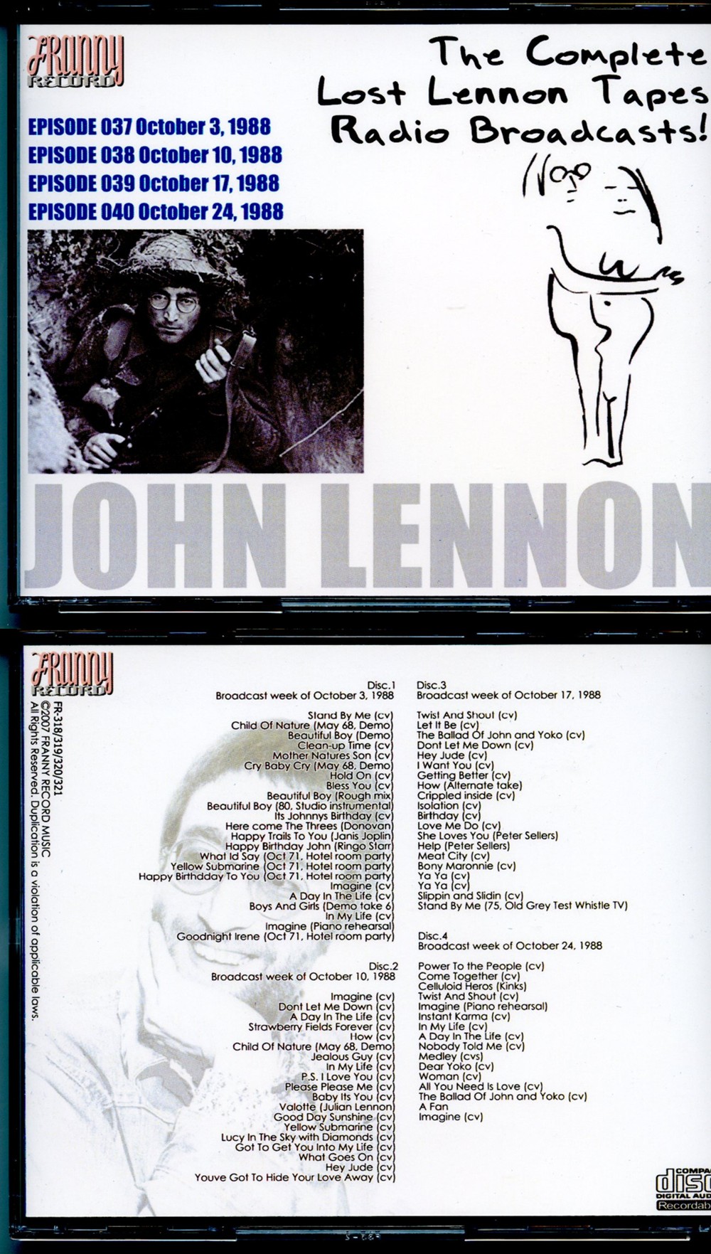 John Lennon - The Complete Lennon Tapes Rdio Broadcasts Vol 1 ( 4 CD SET ) ( Westwood One COMPLETE Radio broadcast 1988 - Episodes 037-038-039-040 )
