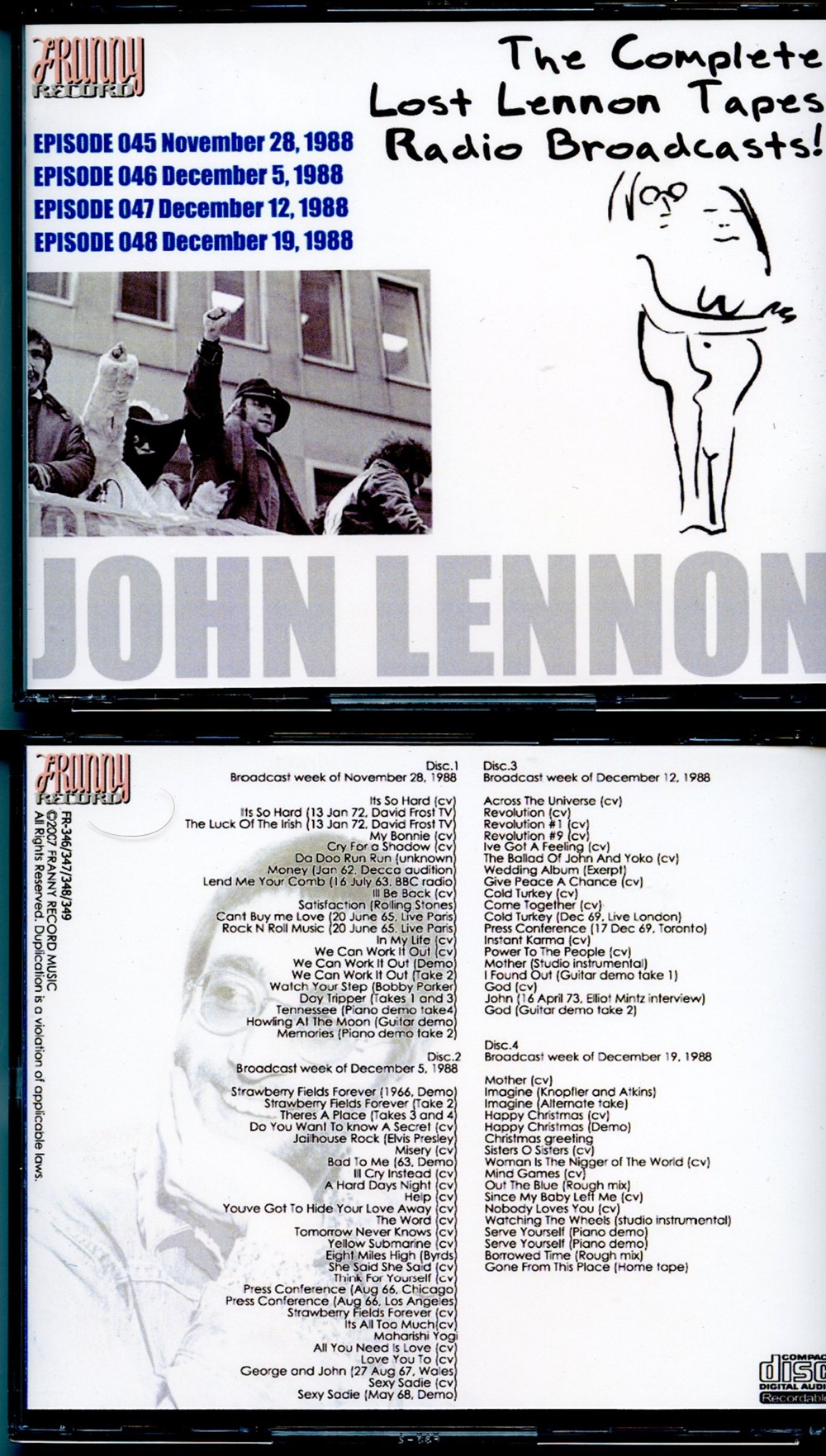 John Lennon - The Complete Lennon Tapes Rdio Broadcasts Vol 1 ( 4 CD SET ) ( Westwood One COMPLETE Radio broadcast 1988 - Episodes 045-046-047-048 )