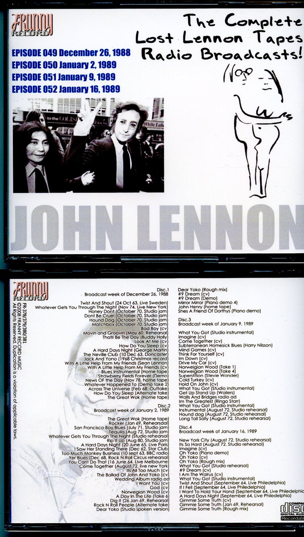 John Lennon - The Complete Lennon Tapes Rdio Broadcasts Vol 1 ( 4 CD SET ) ( Westwood One COMPLETE Radio broadcast 1988 - Episodes 049-050-051-052 )