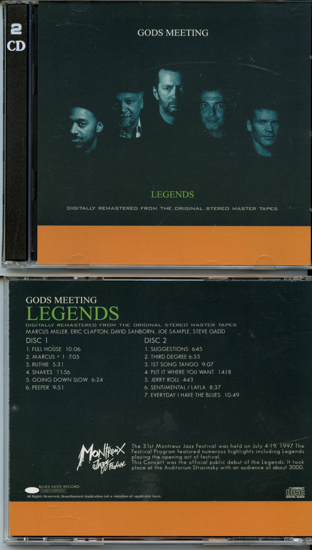 Eric Clapton - Gods Meeting ( 2 CD SET ) ( Recorded Live During The Montreaux Jazz Festival , July 4th to 19th, 1997 )
