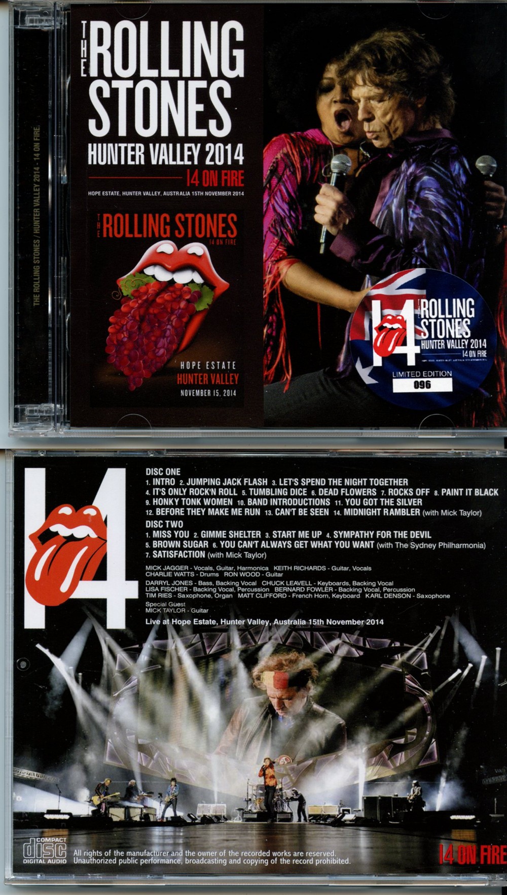 Rolling Stones - Hunter Valley 2014 ( 2 CD SET ) ( Hope Estate, Hunter Valley, Australia, November 15th, 2014 )