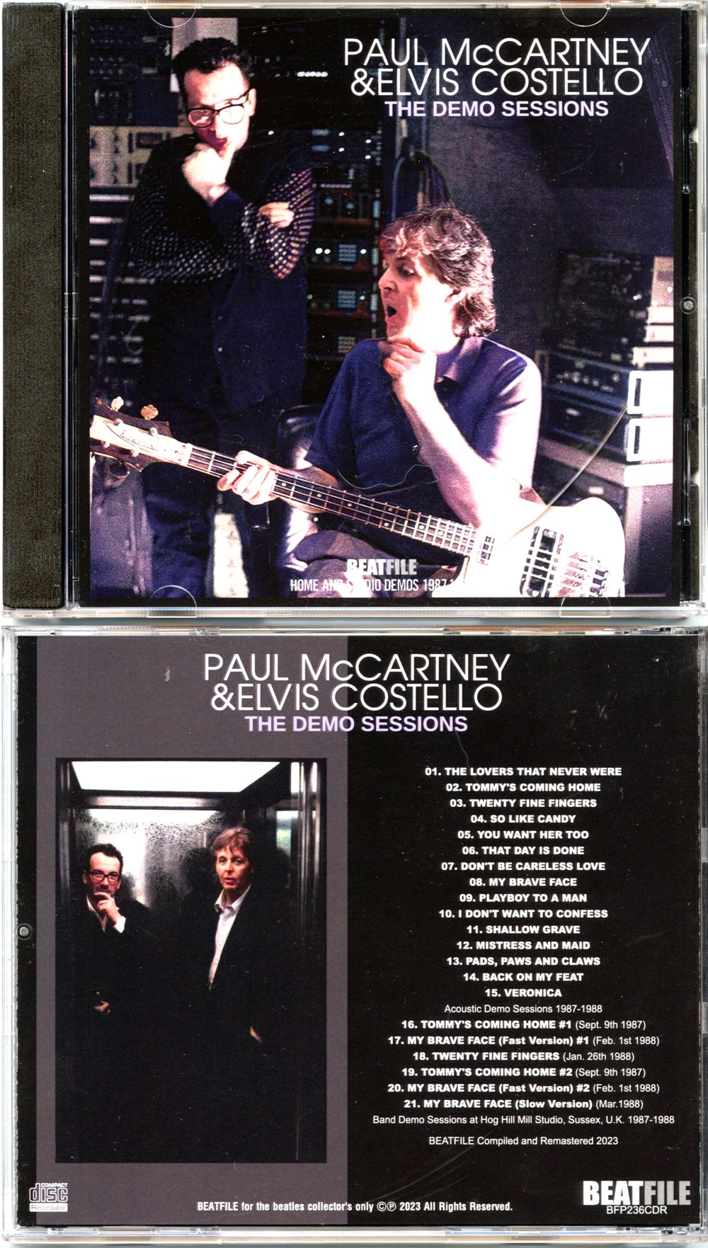 Paul McCartney And Elvis Costello - The demo Session ( 2023 BEATFILE )( Acoustic demos Sessions 1987 - 1988 Plus Band Demo Sessions at Hog Hill Mill Studio, Sussex, UK, 1987 - 1988 )