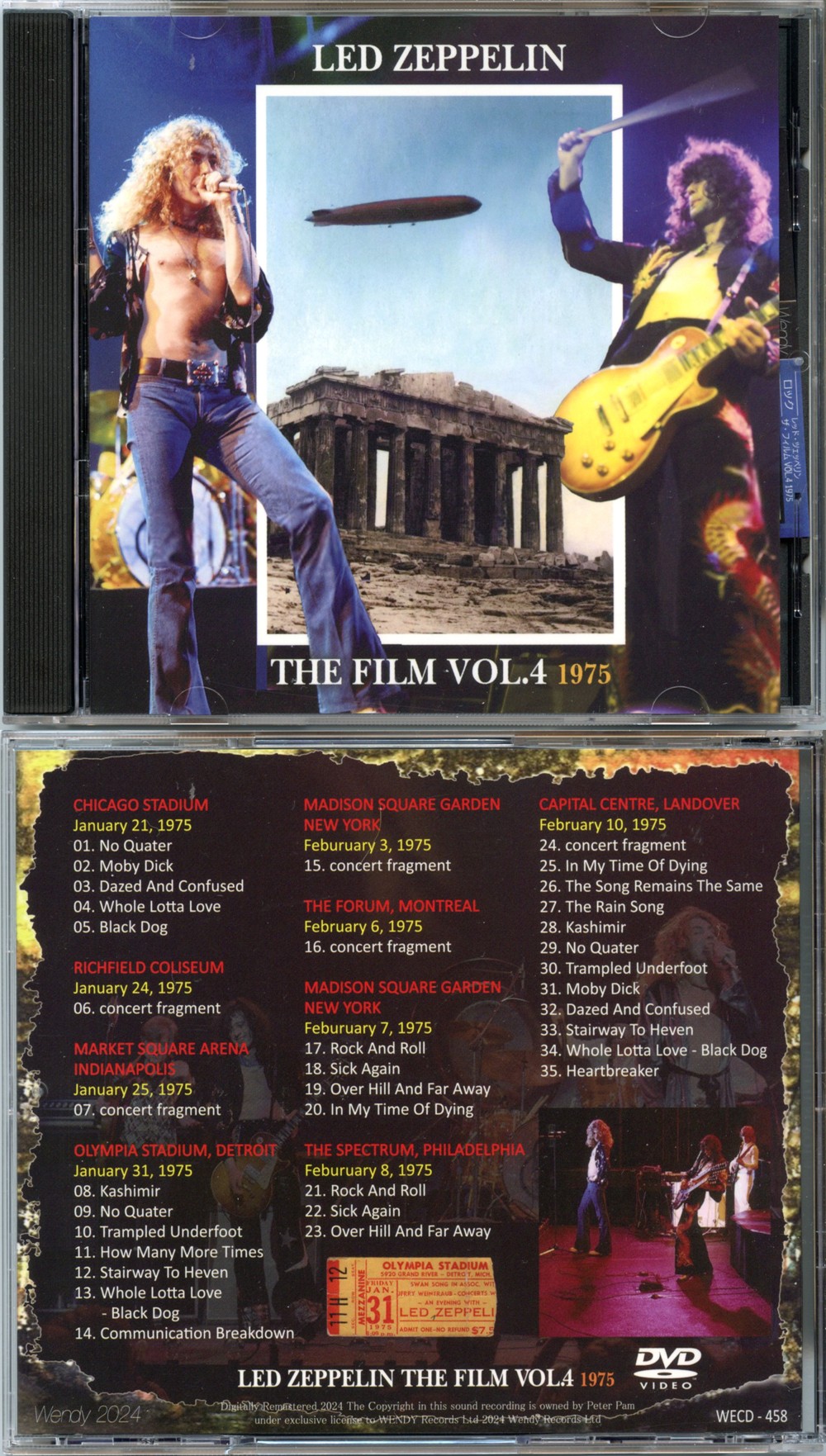 Led Zeppelin - The Film Vol. 4 1975 ( 1 DVD ) ( 2024 WENDY ) ( Various 1975 Venues in excellent quality )