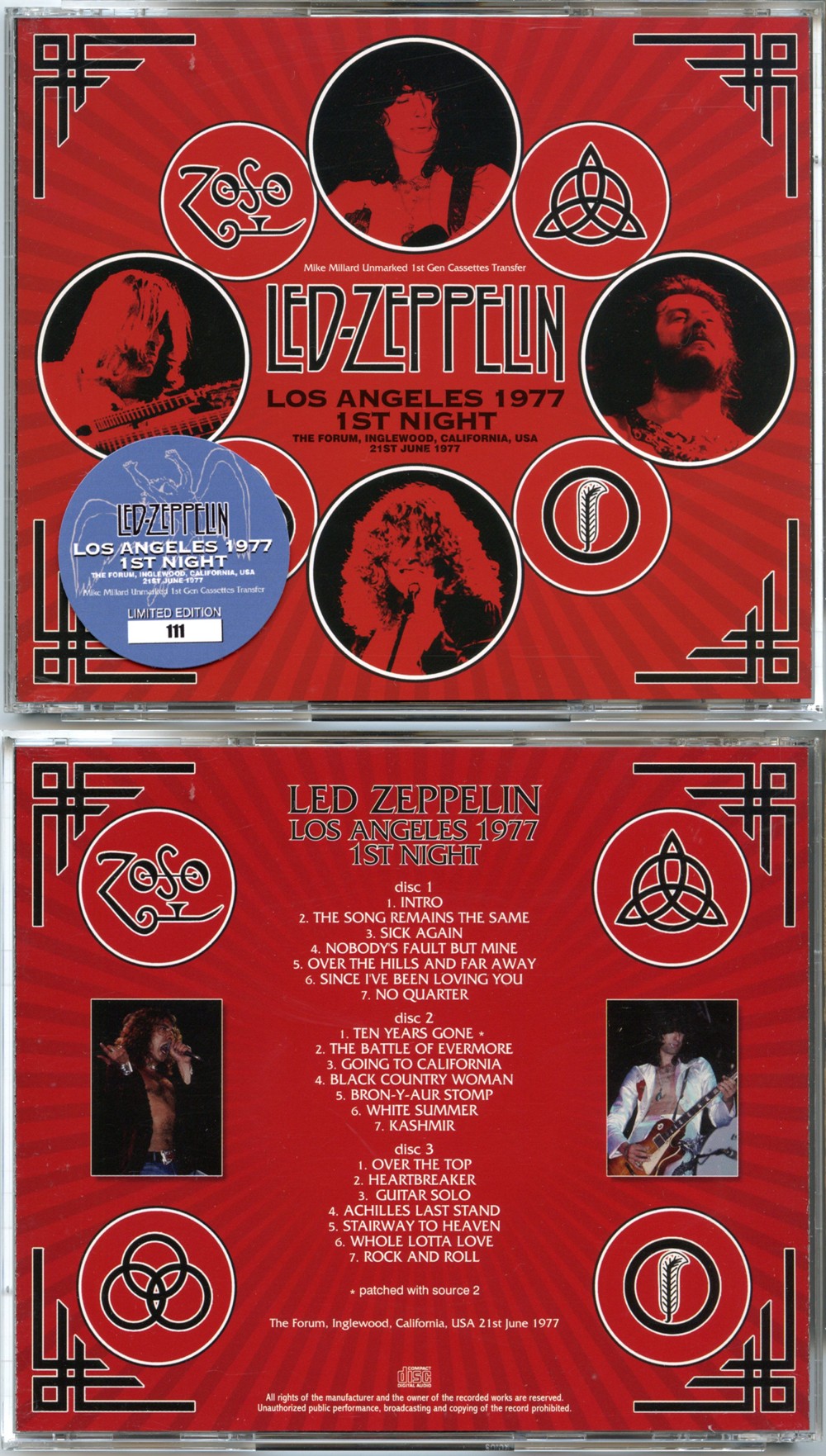 Led Zeppelin - Los Angeles 1977 1st Night ( 3 CD SET ) ( The Forum, Inglewod, California, USA, June 21st, 1977 )