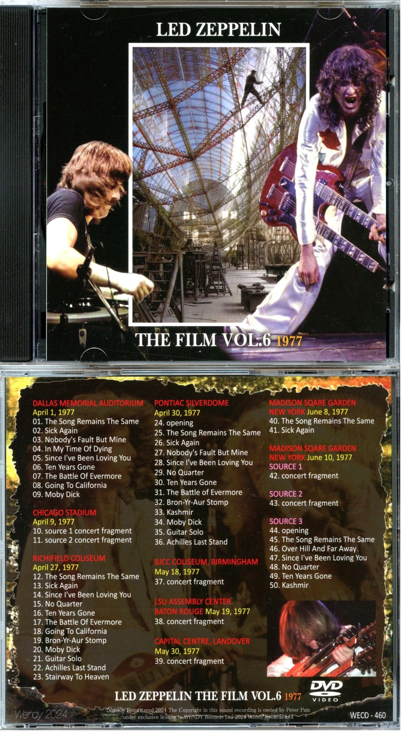 LED ZEPPELIN - The Film Vol 6 - 1977 ( 1 DVD ) ( Wendy ) ( Dallas Memorial, Richfield Coliseum, MSG, Pontiac Silverdome & more )