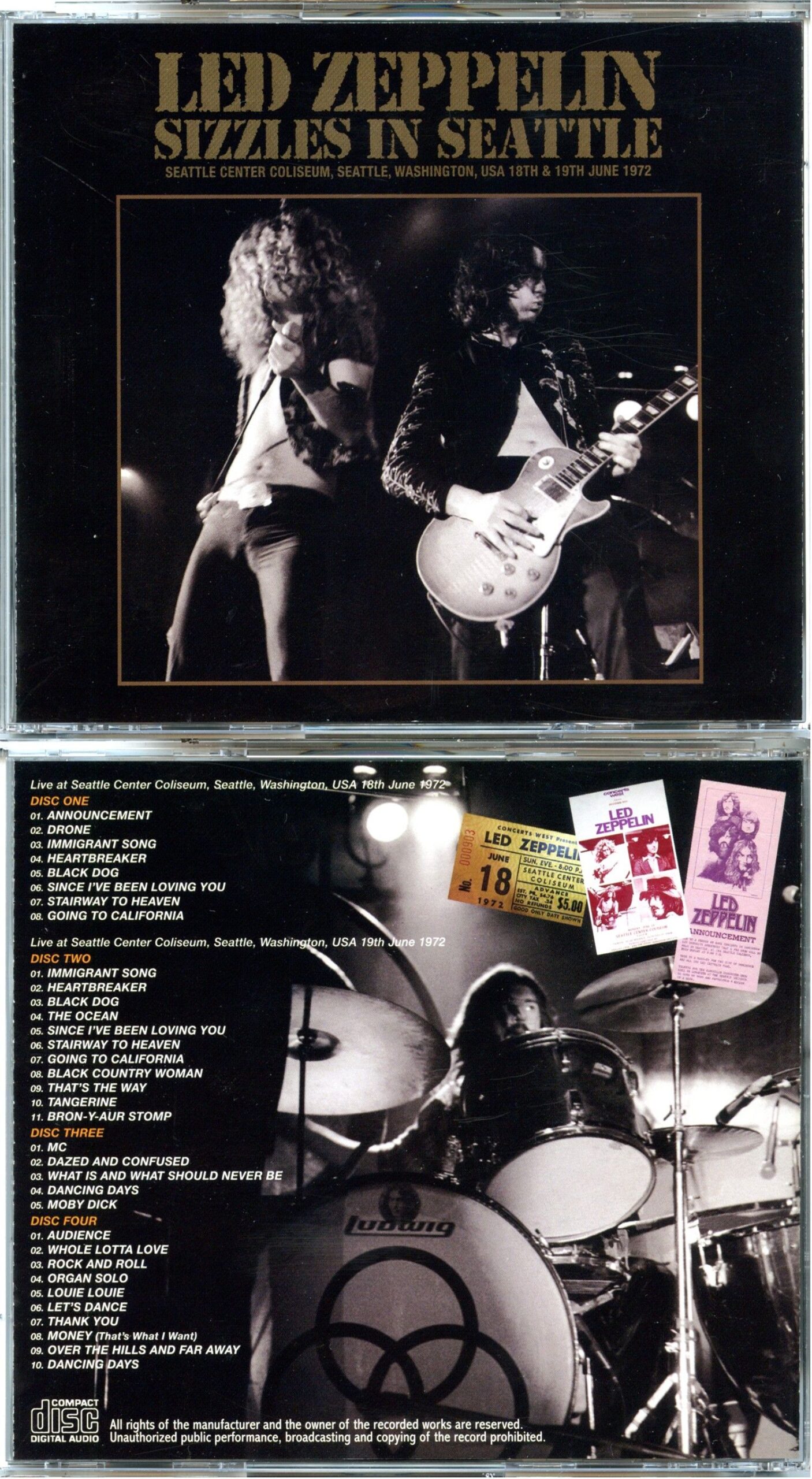 LED ZEPPELIN - Sizzles In Seattle ( 4 CD SET ) ( 2024 Remaster of Seattle Center Coliseum, Seattle, WA, USA,  June 18th & 19th, 1972 )