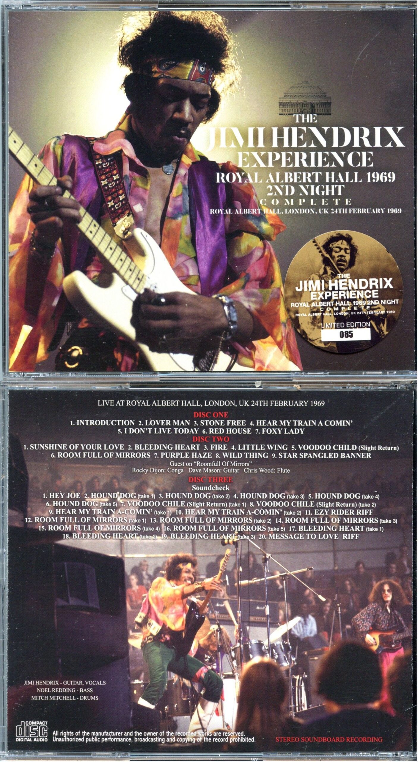 JIMI HENDRIX - Royal Albert Hall 1969 2nd Night Complete ( 3 CD SET ) ( Soundboard From R.A.H. London, UK, February 24th, 1969 )