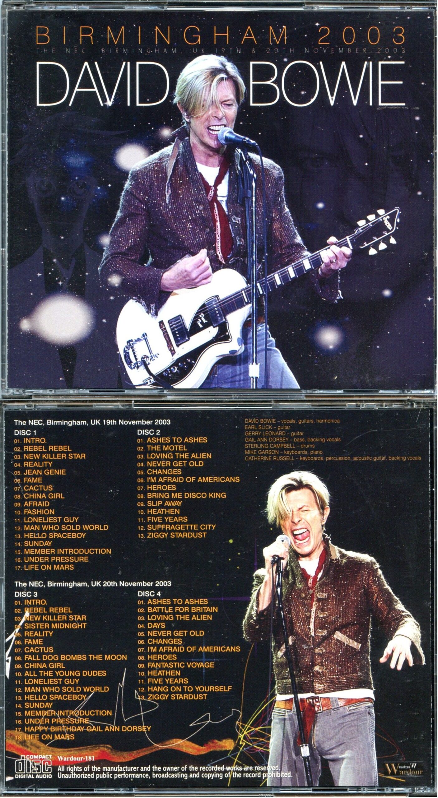 DAVID BOWIE - Birmingham 2003 ( 4 CD SET ) ( Wardour ) ( The NEC , Birmingham, UK, November 19th and 20th, 2003 )