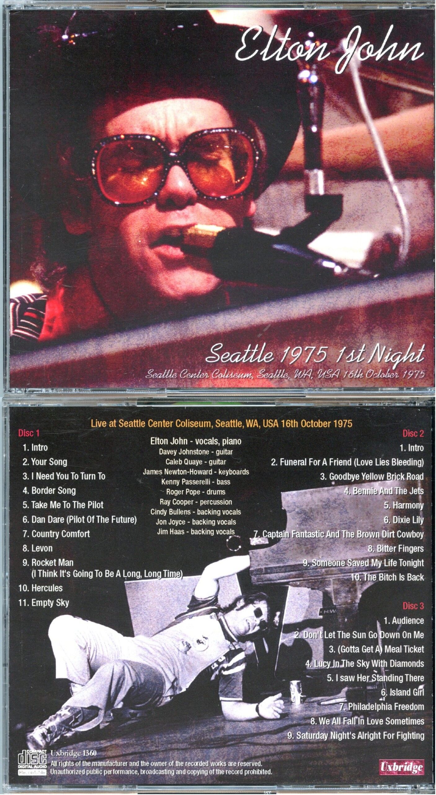 Elton John - Seattle 1975 1st Night ( 3 CD SET ) ( UXBRIDGE ) ( Seattle Center Coliseum, Seattle, WA, USA, October 16th, 1975 )